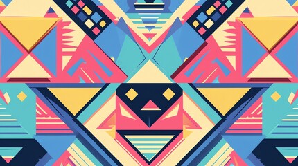 Obraz premium Vibrant Geometric Pattern with Abstract Shapes and Colors.