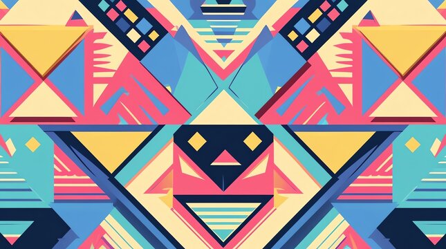 Vibrant Geometric Pattern with Abstract Shapes and Colors.