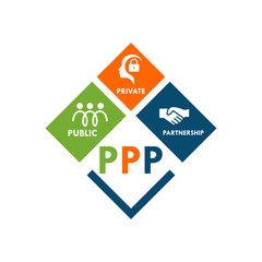 Public Private Partnership (PPP) logo featuring people, security lock, and handshake icons representing collaboration between government and private sectors for development.