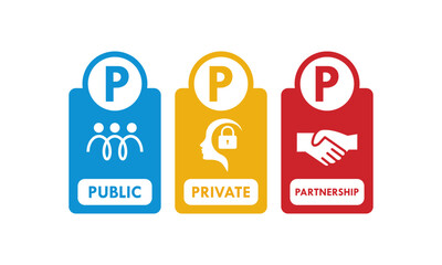 Public Private Partnership (PPP) logo featuring people, security lock, and handshake icons representing collaboration between government and private sectors for development.
