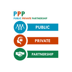 Public Private Partnership (PPP) logo featuring people, security lock, and handshake icons representing collaboration between government and private sectors for development.