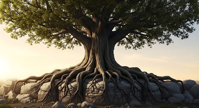 Majestic Tree with Exposed Roots on Rocky Terrain at Sunset View jph (197).jpg