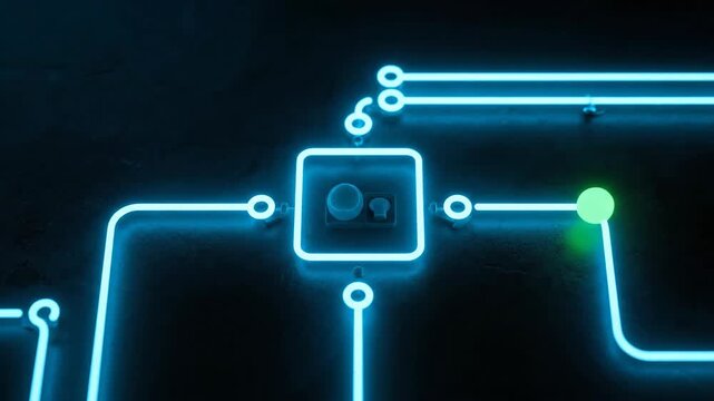 Automated If-Then Logic Flow Diagram with Neon Light Pipes