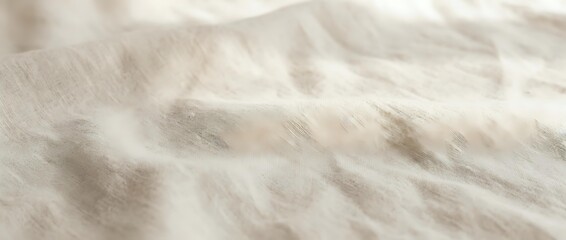 Obraz premium Soft beige fabric texture with natural wrinkles and folds creating gentle shadows and highlights for textile and fashion design backgrounds.