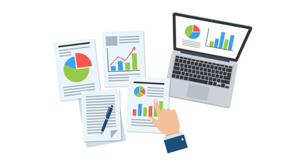 Data analysis and reporting concept with graphs and charts illustration