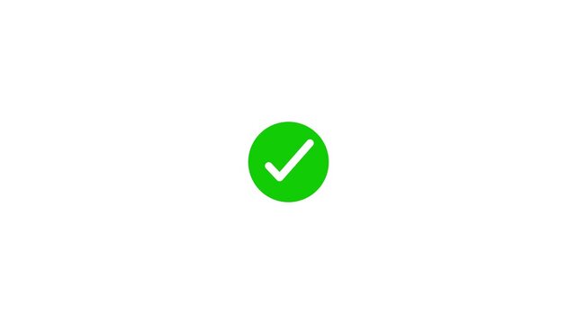 Green check mark animation on a white background approval symbol confirmation and success tick mark for positive feedback and validation sign in a minimalist concept for user