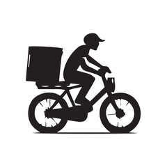 Naklejka premium silhouette of a bike delivery boy