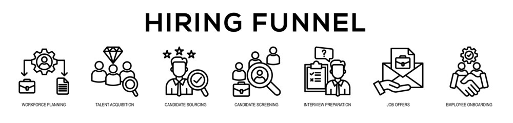 Hiring Funnel web banner icon illustration concept