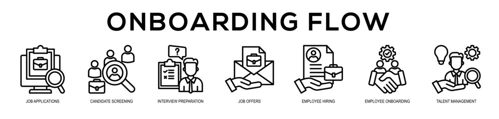 Onboarding Flow web banner icon illustration concept