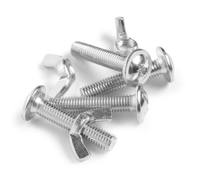 Tap bolts with chrome wingnuts isolated on white background
