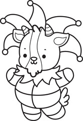 Fototapeta premium Coloring pages of cute goat animal icon halloween stickers. Goat 