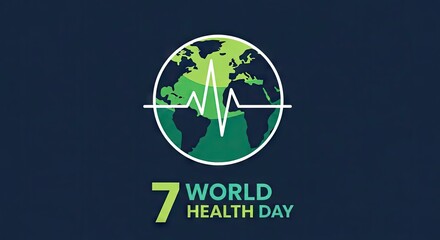 World health day logo with globe and ecg line