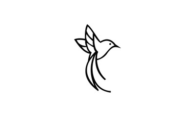 Minimalist Line Art of a Hummingbird in Flight.