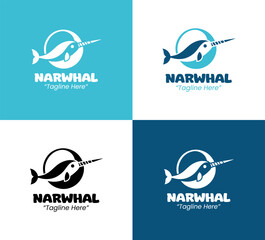 Modern Minimalist Narwhal Symbol for Marine Organizations © radjarz