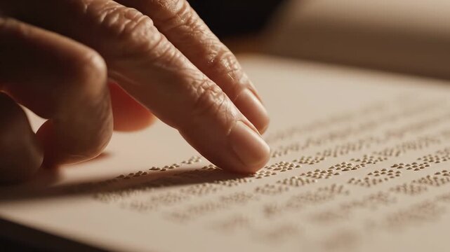 Hand reading braille text