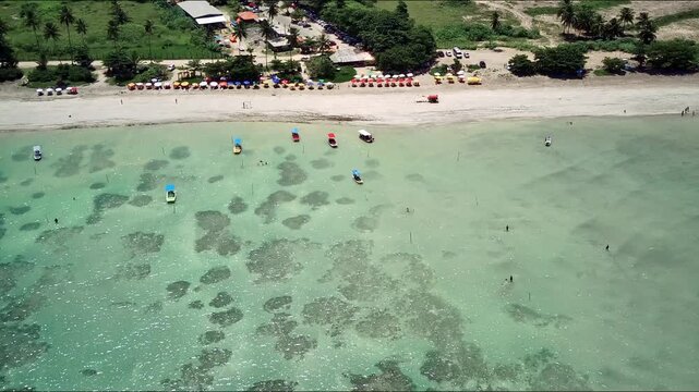Aerial view of coral reef natural pools in S&atilde;o Miguel dos Milagres on the Ecological Route.