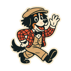 PNG Vintage cartoon dog character waving.