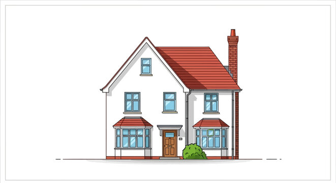 White House with Red Roof and Chimney 1.