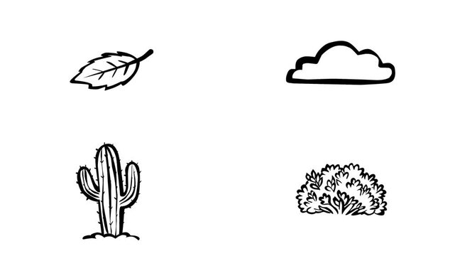 2D Animated Nature Elements Set for Environmental Concept