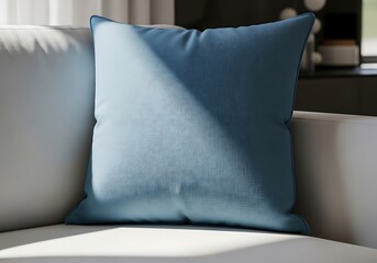 Stylish Turquoise Pillow Accenting a Modern White Couch with Soft Light