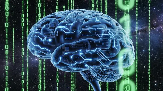 Digital brain with binary code