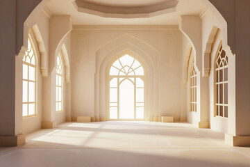 Obraz premium Mosque Interior with Natural Light Illuminating Prayer Space