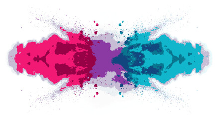 Obraz premium Vibrant pink purple and blue abstract paint splatters on white background colorful artistic expression