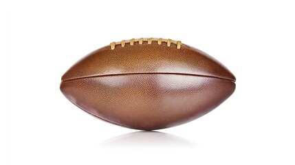 Fototapeta premium An American football sits isolated on a clean white background with subtle shadows.
