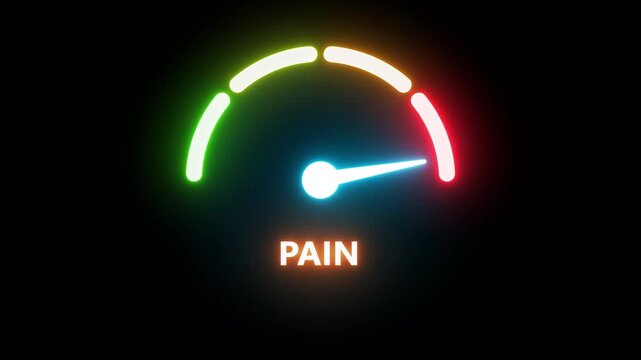 Pain medium, text level concept.Suitable for moderate discomfort, average symptoms, and intermediate health distress visuals