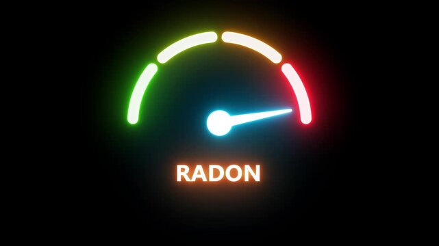 Radon Normal meter concept on black background representing balanced radioactive gas level, safe environment