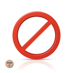 Fototapeta premium Vector 3d Red Prohibition Sign, Isolated. Red Forbidden Circle with Diagonal Slash Isolated. Round Prohibition Icon for Warning Concept