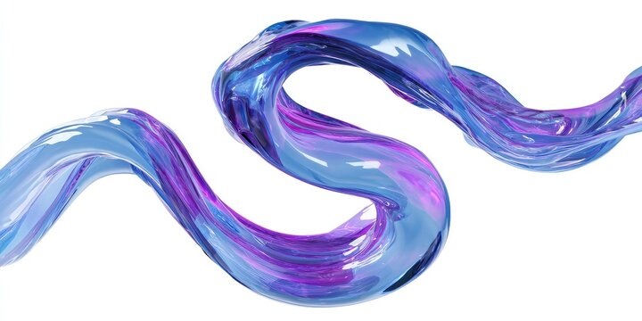 Abstract Purple Liquid Flowing Wave on White