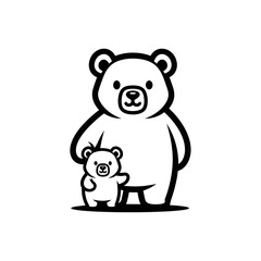 Obraz premium Illustration of a large bear holding a small bear in a cute and playful scene via RJ Whisk Auto