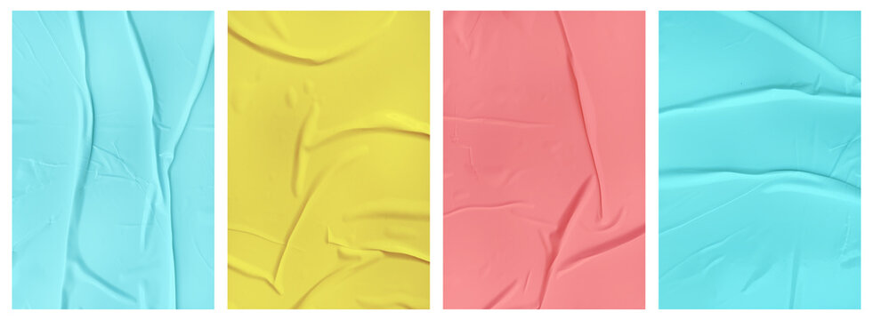 Set of wrinkled paper templates. wet blank paper for poster and text