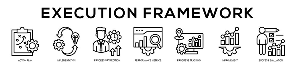 Execution Framework web banner icon illustration concept