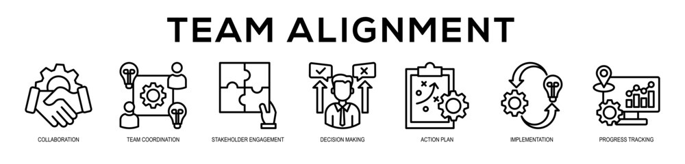 Team Alignment web banner icon illustration concept