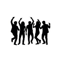 Silhouettes of people dancing at a party.