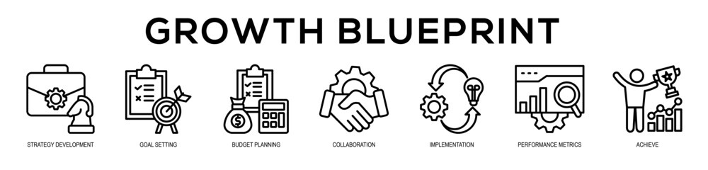 Growth Blueprint web banner icon illustration concept