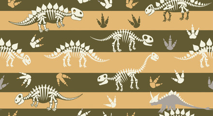 Dinosaur Skeletons and Fossils Pattern Design. © Naswi