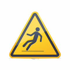 Dynamic warning slip sign triangle illustration viewed head‑on showing slipping person icon on yellow safety sign