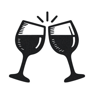 PNG Celebratory wine glasses clinking illustration.