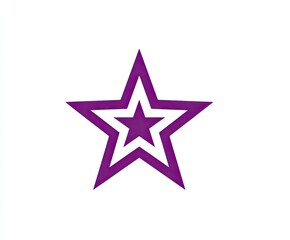 Obraz premium Purple star outline within a star, centered on a white background