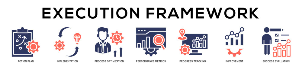 Glyphcolor - Execution Framework web banner icon vector illustration concept