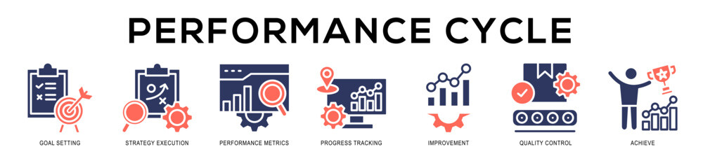 Glyphcolor - Performance Cycle web banner icon vector illustration concept