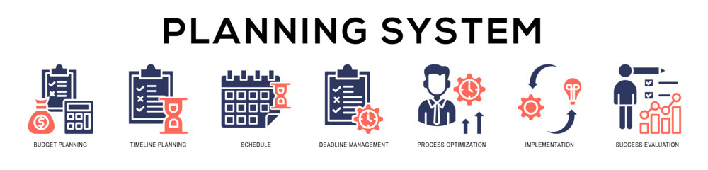 Glyphcolor - Planning System web banner icon vector illustration concept