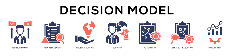 Glyphcolor - Decision Model web banner icon vector illustration concept