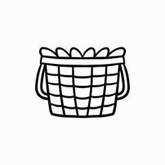 Cute Grid Pattern Easter Basket Outline Cartoon Coloring Page