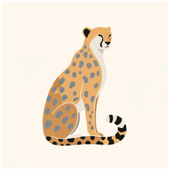 Illustration of a Sitting Cheetah Animal. © alfi rudi kurniawan