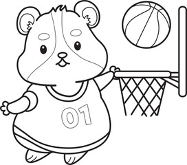 Coloring pages of Cute set of hamster sticker with activity.  Outline of hamster 