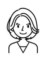 ベクターイラスト素材：笑顔の若い女性アイコン